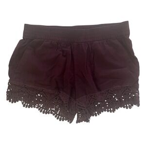 H&M Women's Size 12 Shorts Lounge Dark Purple Plum 100% Cotton Lace Pockets